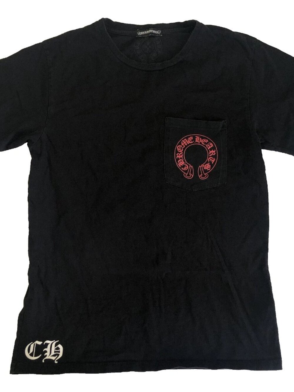 Chrome Hearts Men's M Crew Neck Short Sleeve Pocket T-Shirt Graphic Logo Black